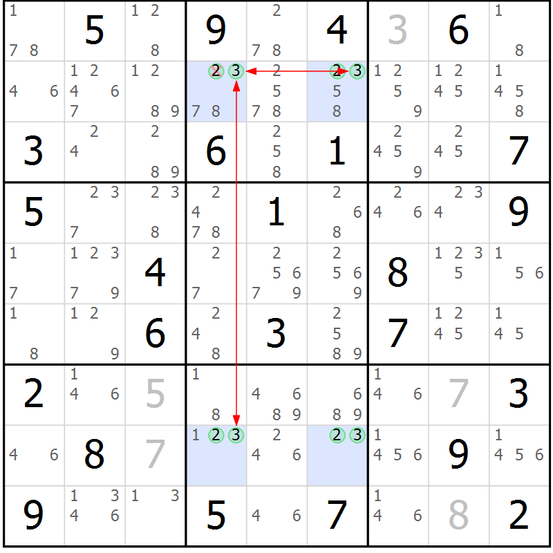 Position des candidats pour la solution de la Gr 74 page 77 du magazine de sudoku Suprême n° 028
