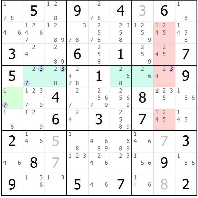 Position des candidats pour la solution de la Gr 74 page 77 du magazine de sudoku Suprême n° 028