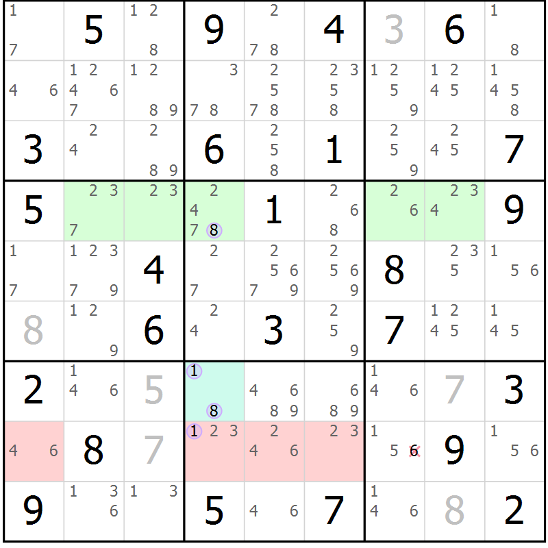 Position des candidats pour la solution de la Gr 74 page 77 du magazine de sudoku Suprême n° 028