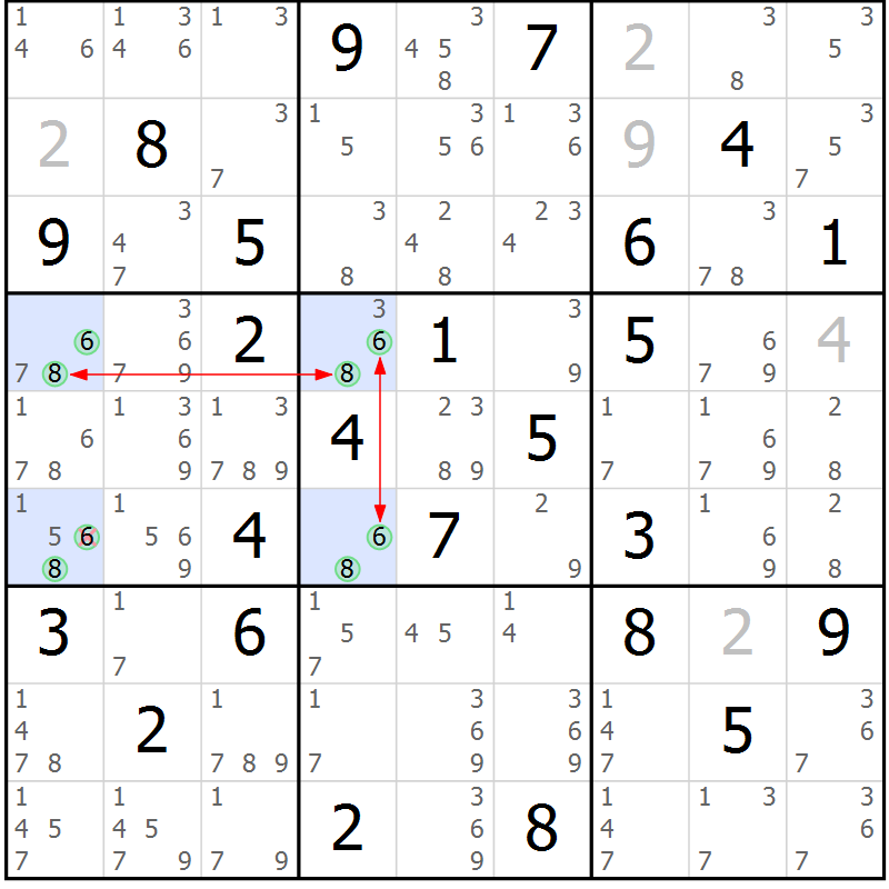 Position des candidats pour la solution de la Gr 75 page 78 du magazine de sudoku Suprême n° 028