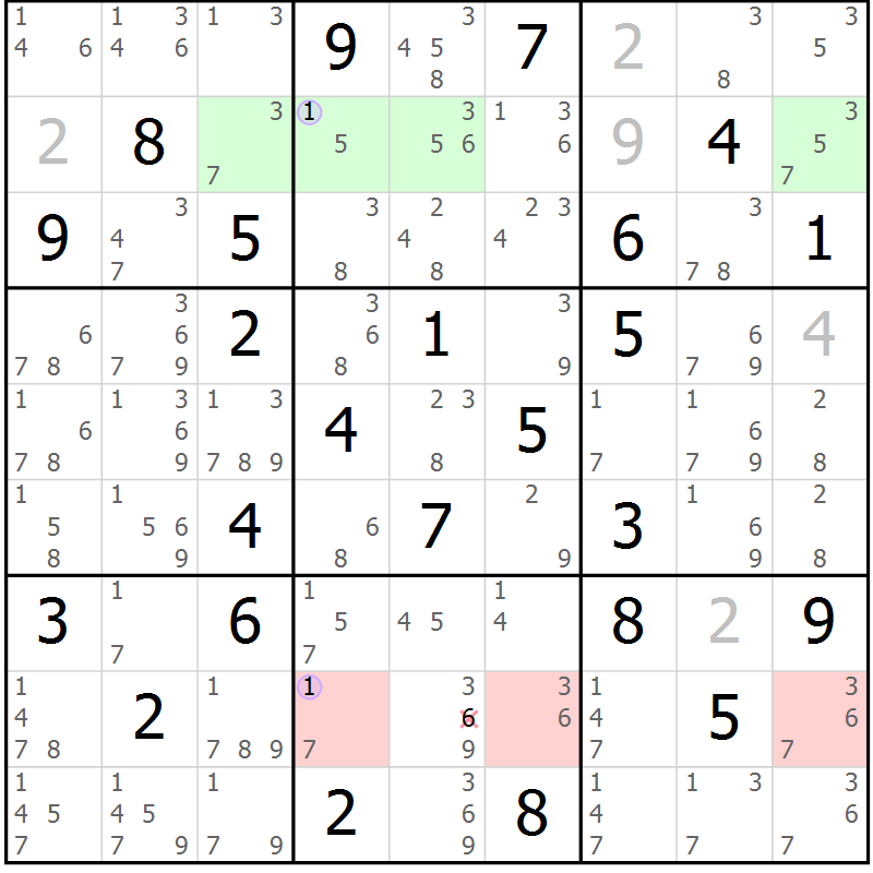 Position des candidats pour la solution de la Gr 75 page 78 du magazine de sudoku Suprême n° 028