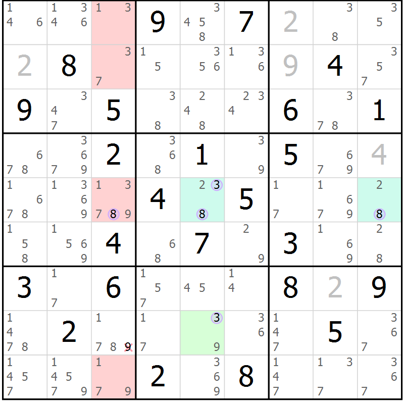 Position des candidats pour la solution de la Gr 75 page 78 du magazine de sudoku Suprême n° 028