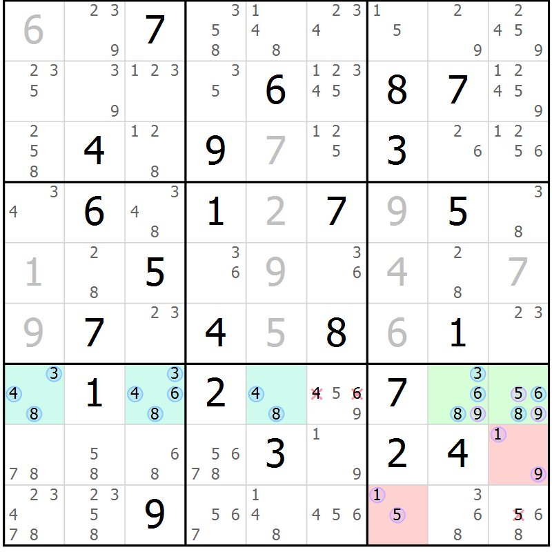 Position des candidats pour la solution de la Gr 76 page 79 du magazine de sudoku Suprême n° 028