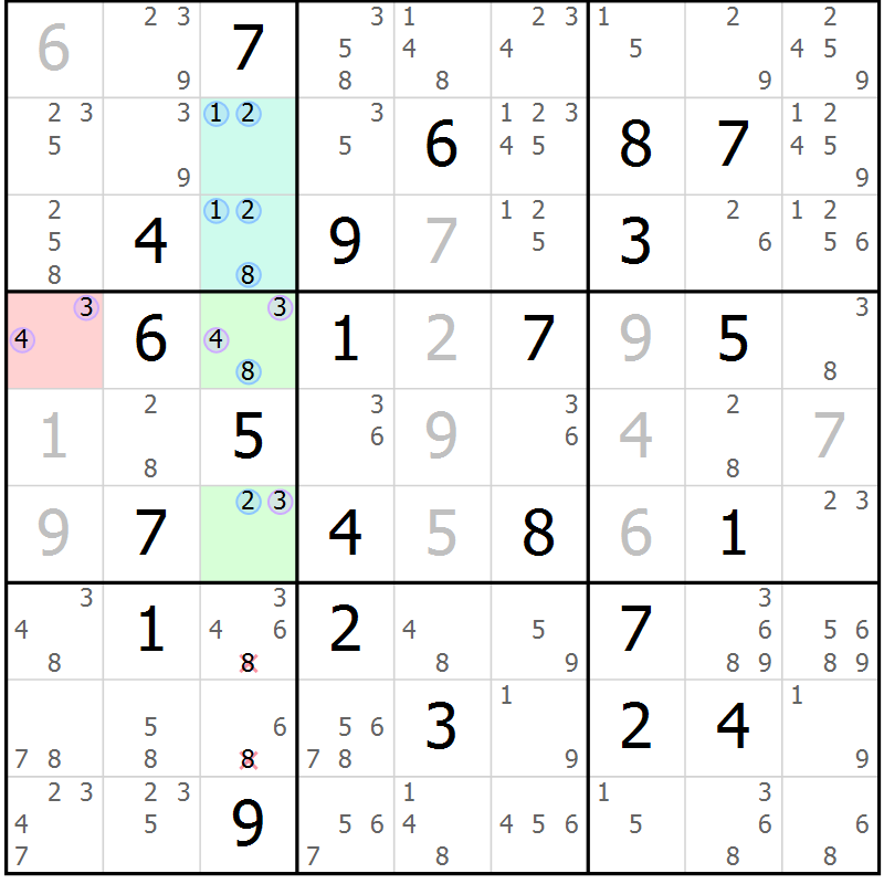 Position des candidats pour la solution de la Gr 76 page 79 du magazine de sudoku Suprême n° 028