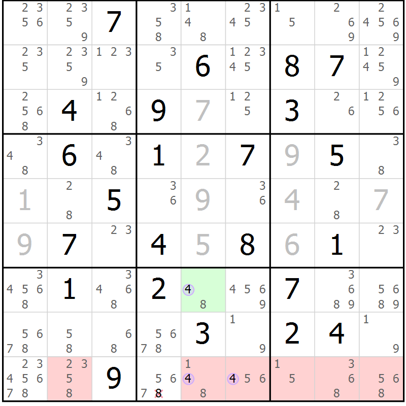 Position des candidats pour la solution de la Gr 76 page 79 du magazine de sudoku Suprême n° 028