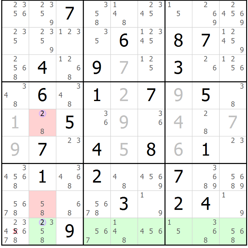 Position des candidats pour la solution de la Gr 76 page 79 du magazine de sudoku Suprême n° 028