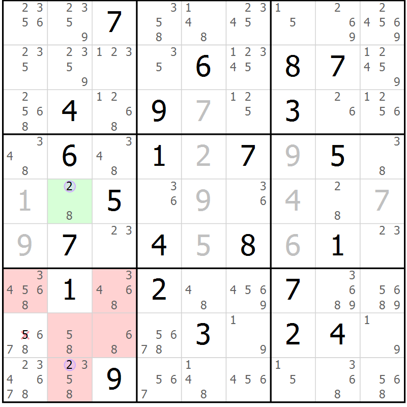 Position des candidats pour la solution de la Gr 76 page 79 du magazine de sudoku Suprême n° 028