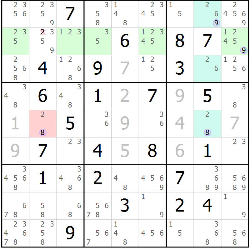 Position des candidats pour la solution de la Gr 76 page 79 du magazine de sudoku Suprême n° 028