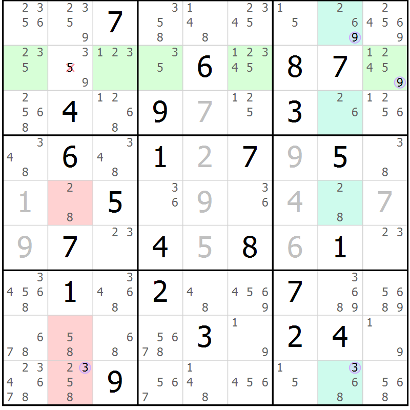 Position des candidats pour la solution de la Gr 76 page 79 du magazine de sudoku Suprême n° 028