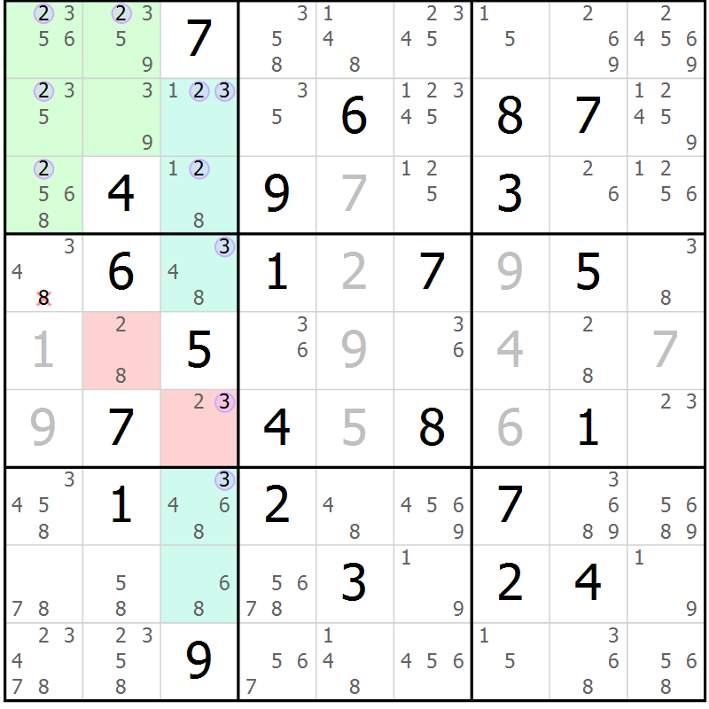 Position des candidats pour la solution de la Gr 76 page 79 du magazine de sudoku Suprême n° 028