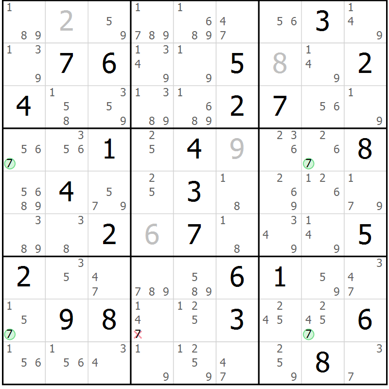 Position des candidats pour la solution de la Gr 77 page 80 du magazine de sudoku Suprême n° 028