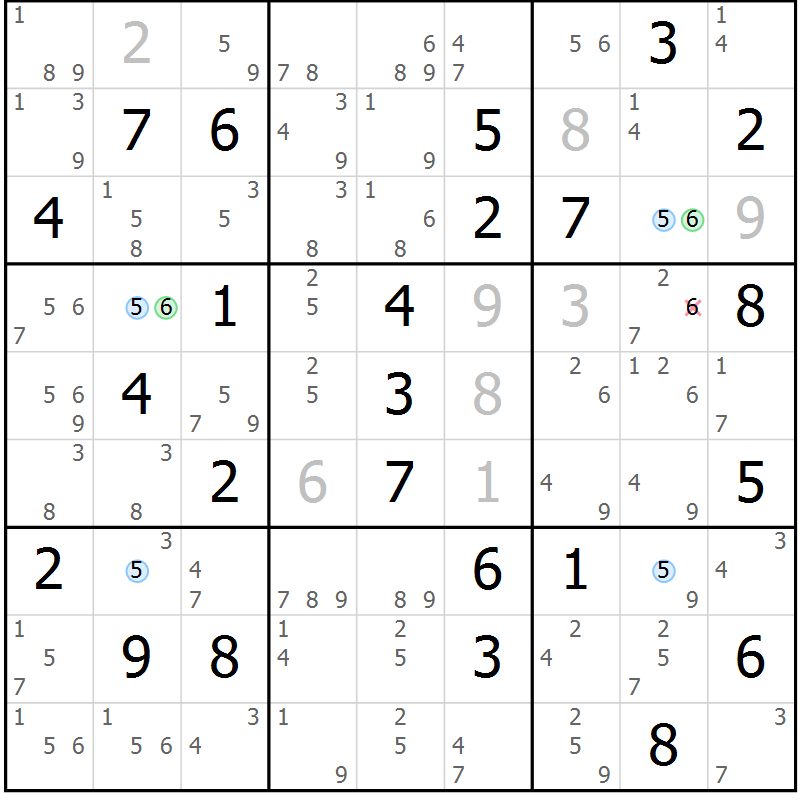 Position des candidats pour la solution de la Gr 77 page 80 du magazine de sudoku Suprême n° 028