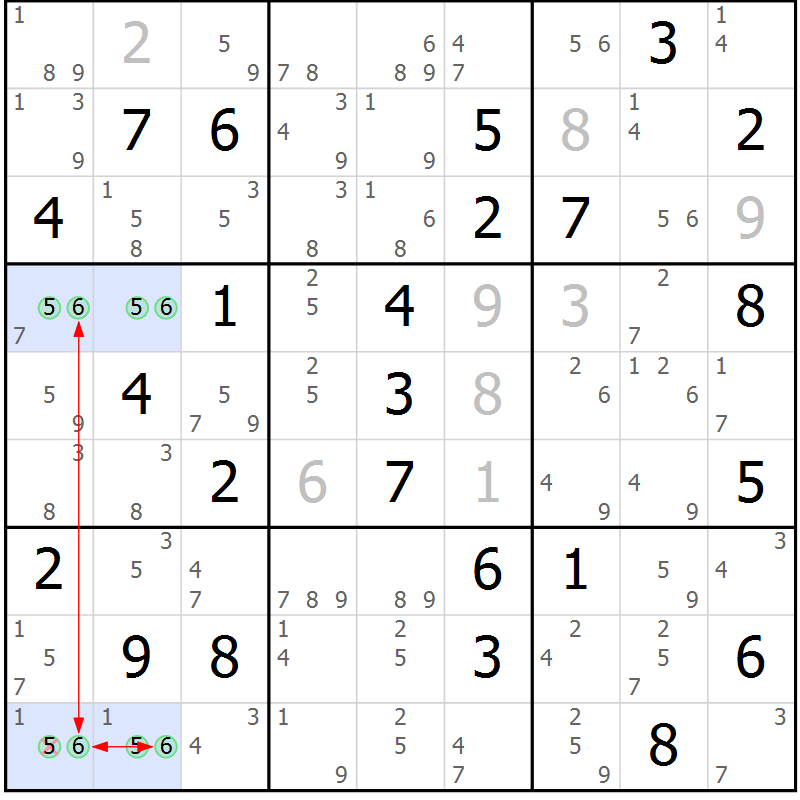 Position des candidats pour la solution de la Gr 77 page 80 du magazine de sudoku Suprême n° 028