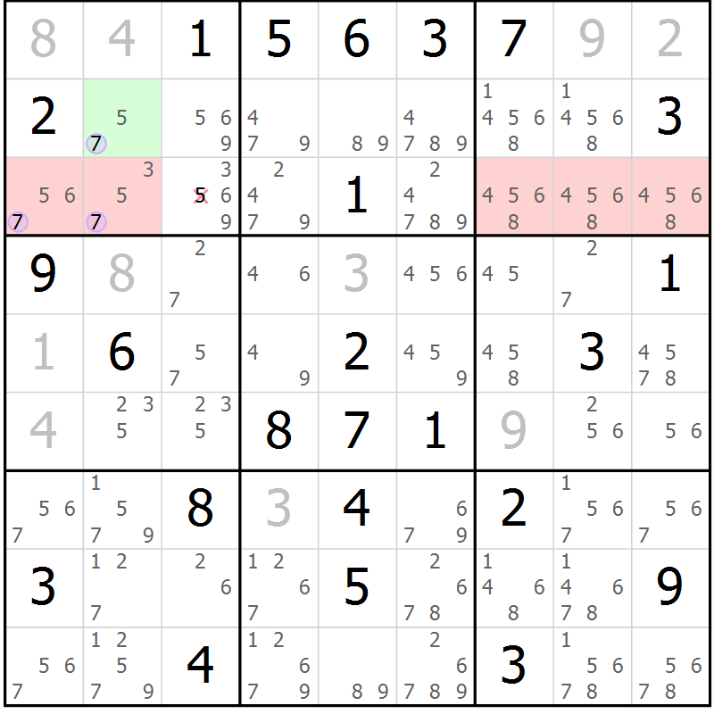 Position des candidats pour la solution de la Gr 78 page 81 du magazine de sudoku Suprême n° 028