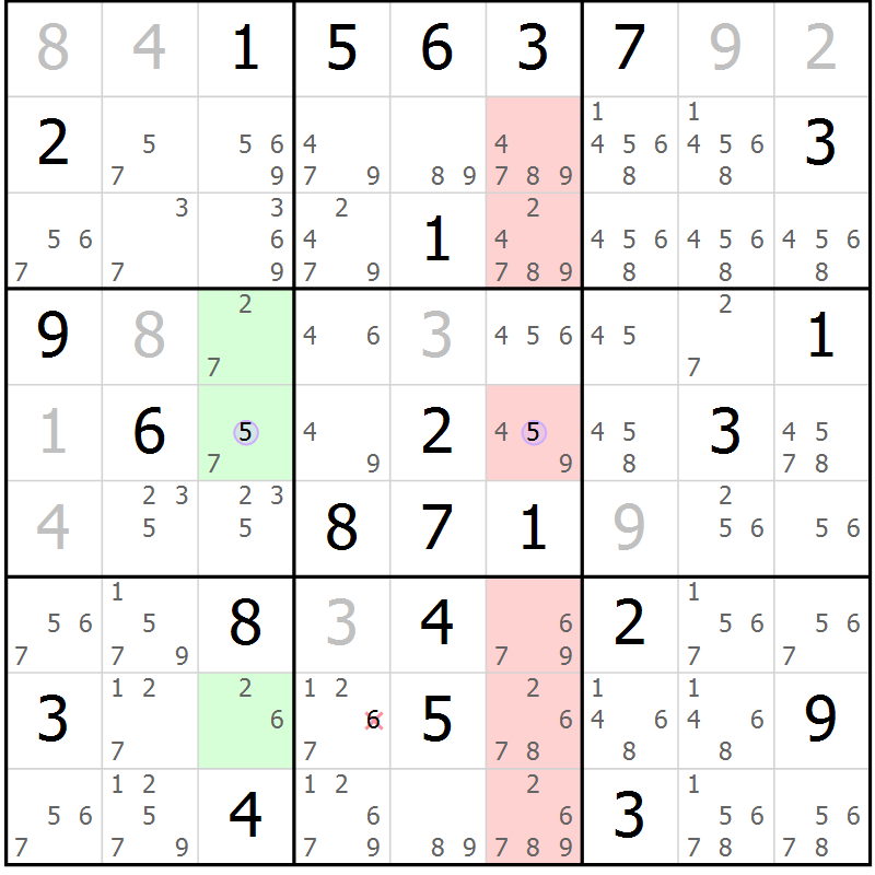 Position des candidats pour la solution de la Gr 78 page 81 du magazine de sudoku Suprême n° 028