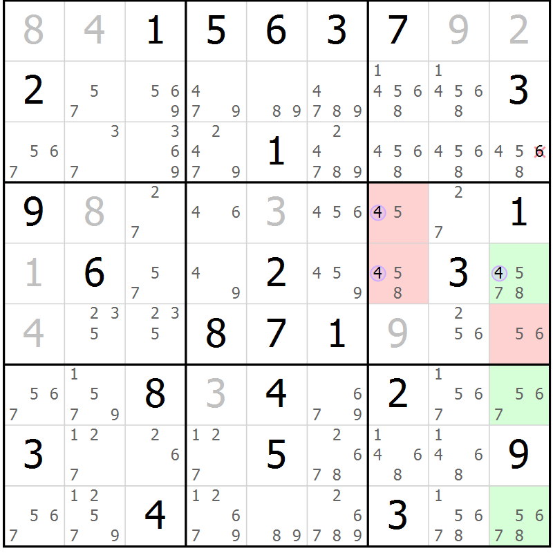 Position des candidats pour la solution de la Gr 78 page 81 du magazine de sudoku Suprême n° 028