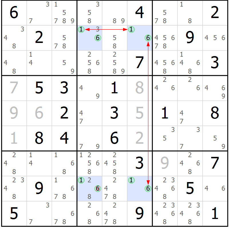 Position des candidats pour la solution de la Gr 79 page 82 du magazine de sudoku Suprême n° 028