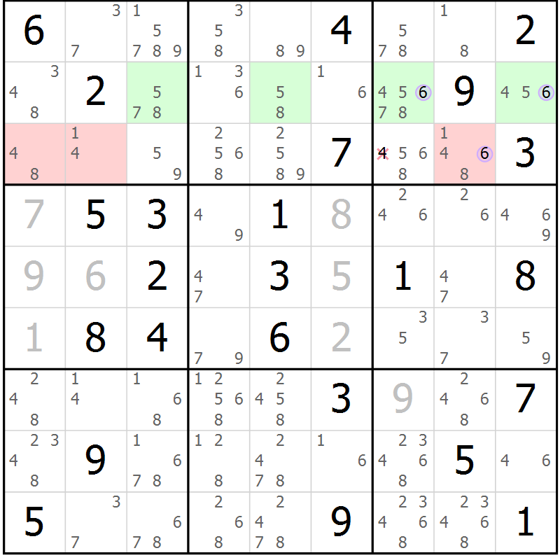Position des candidats pour la solution de la Gr 79 page 82 du magazine de sudoku Suprême n° 028