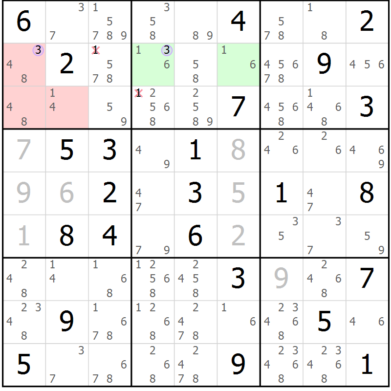 Position des candidats pour la solution de la Gr 79 page 82 du magazine de sudoku Suprême n° 028
