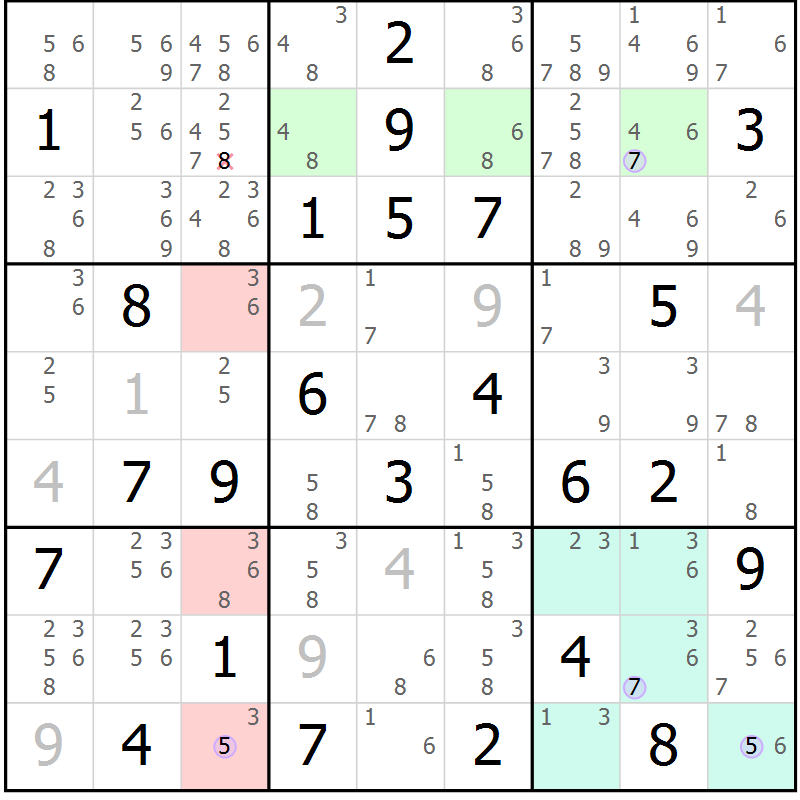 Position des candidats pour la solution de la Gr 80 page 83 du magazine de sudoku Suprême n° 028