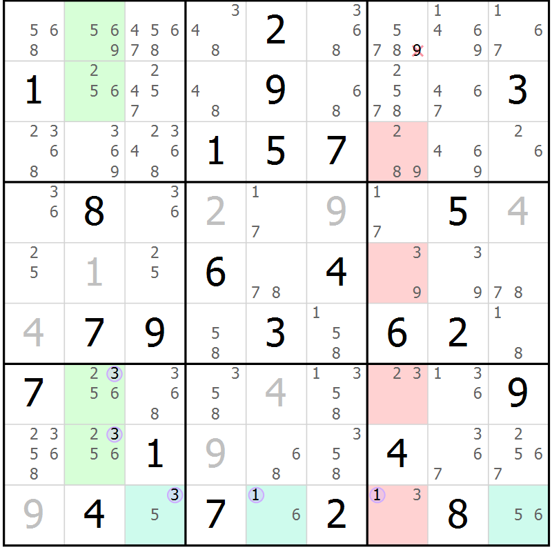 Position des candidats pour la solution de la Gr 80 page 83 du magazine de sudoku Suprême n° 028