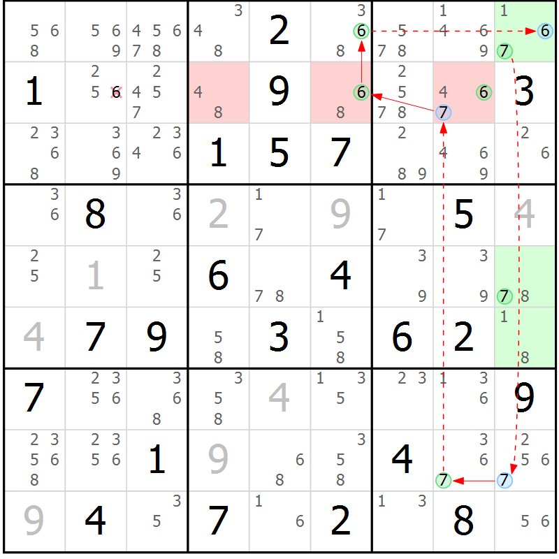 Position des candidats pour la solution de la Gr 80 page 83 du magazine de sudoku Suprême n° 028