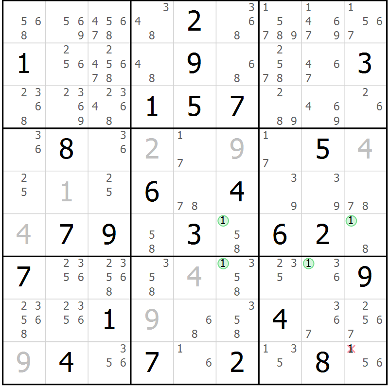 Position des candidats pour la solution de la Gr 80 page 83 du magazine de sudoku Suprême n° 028