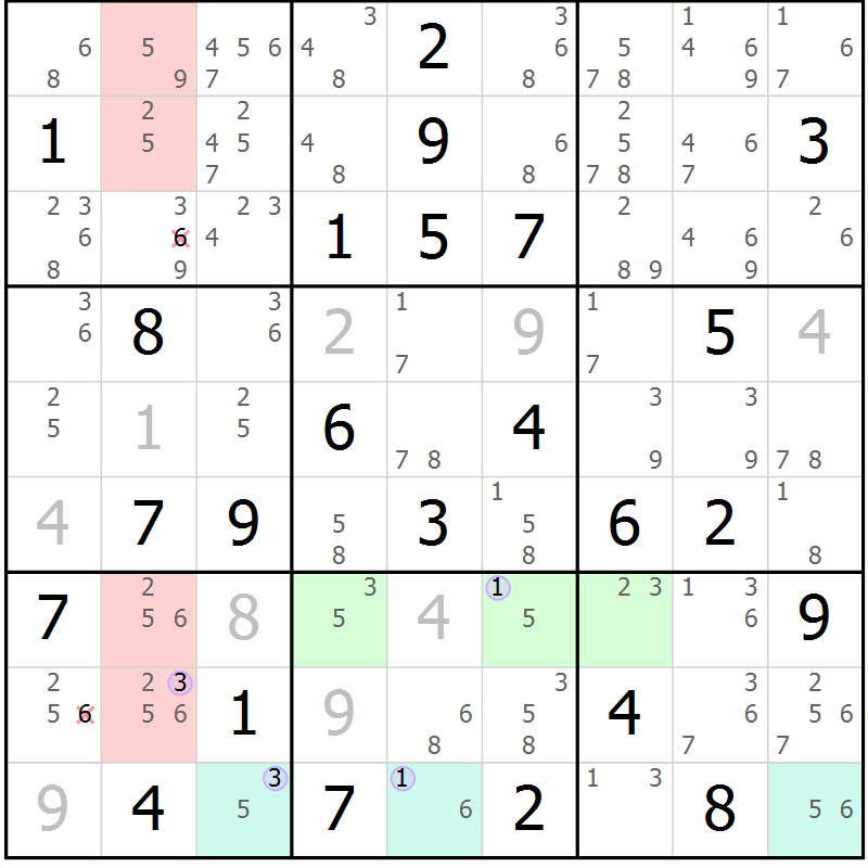 Position des candidats pour la solution de la Gr 80 page 83 du magazine de sudoku Suprême n° 028