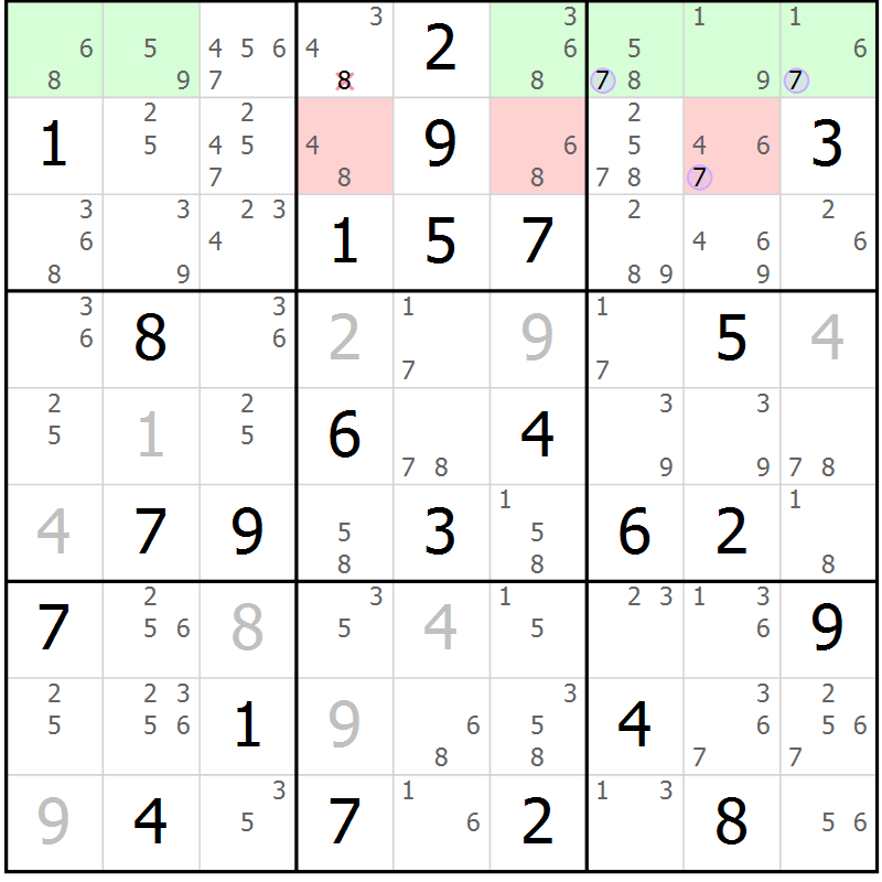 Position des candidats pour la solution de la Gr 80 page 83 du magazine de sudoku Suprême n° 028