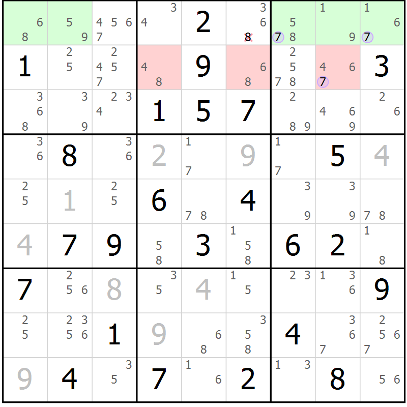 Position des candidats pour la solution de la Gr 80 page 83 du magazine de sudoku Suprême n° 028