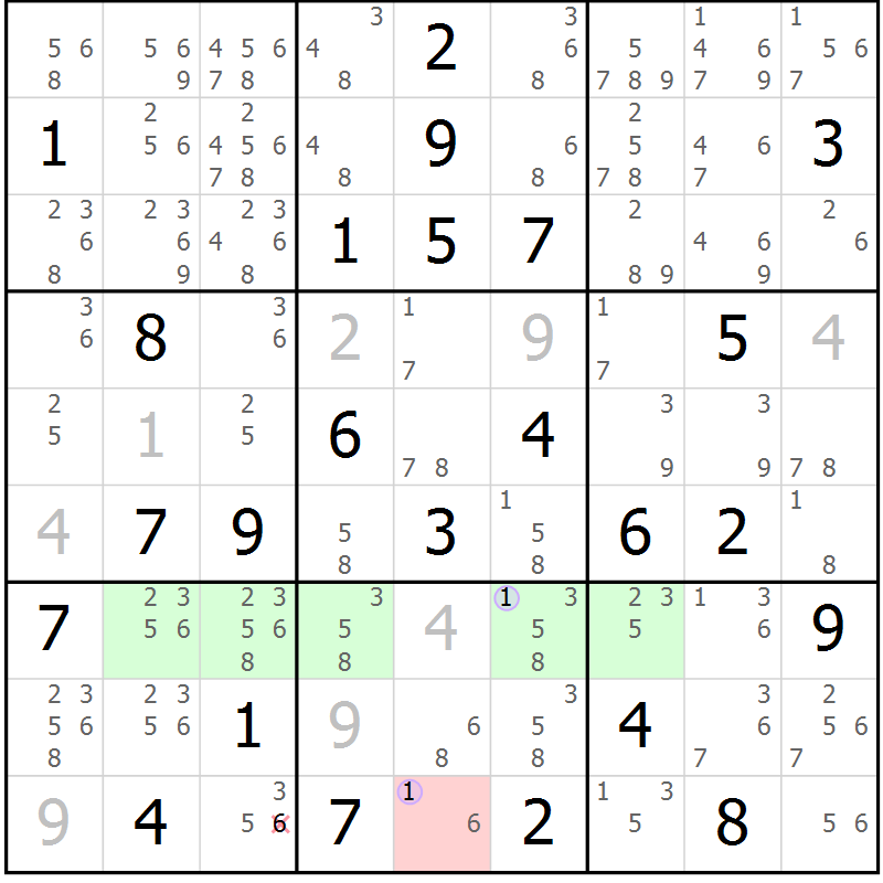 Position des candidats pour la solution de la Gr 80 page 83 du magazine de sudoku Suprême n° 028