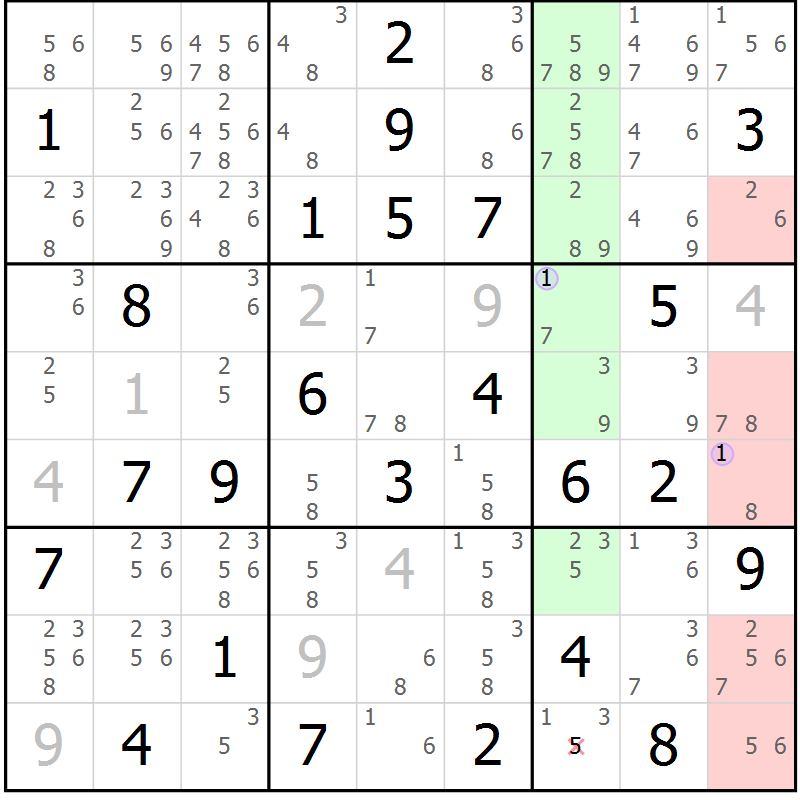 Position des candidats pour la solution de la Gr 80 page 83 du magazine de sudoku Suprême n° 028