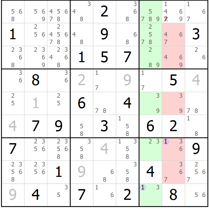 Position des candidats pour la solution de la Gr 80 page 83 du magazine de sudoku Suprême n° 028