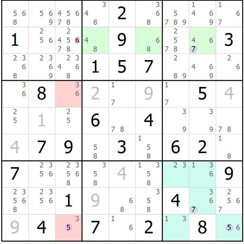 Position des candidats pour la solution de la Gr 80 page 83 du magazine de sudoku Suprême n° 028