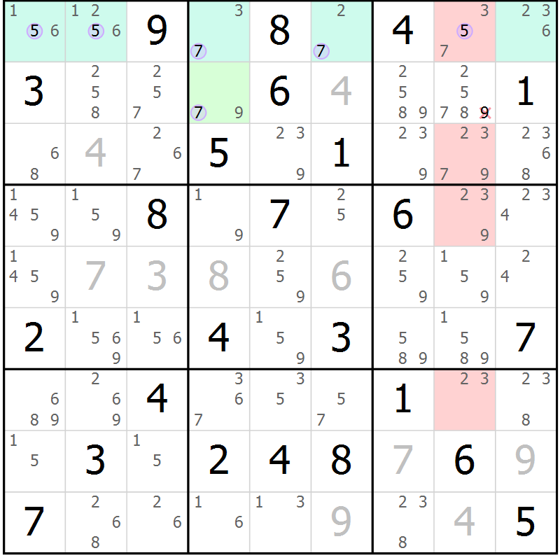 Position des candidats pour la solution de la Gr 81 page 84 du magazine de sudoku Suprême n° 028
