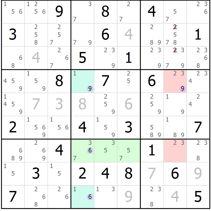 Position des candidats pour la solution de la Gr 81 page 84 du magazine de sudoku Suprême n° 028