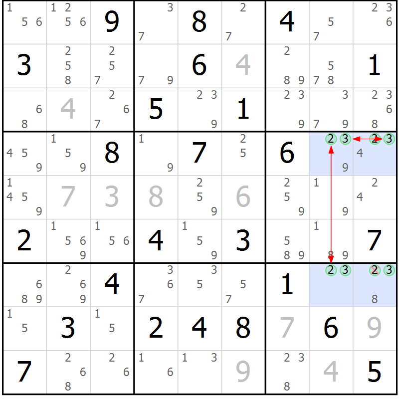 Position des candidats pour la solution de la Gr 81 page 84 du magazine de sudoku Suprême n° 028
