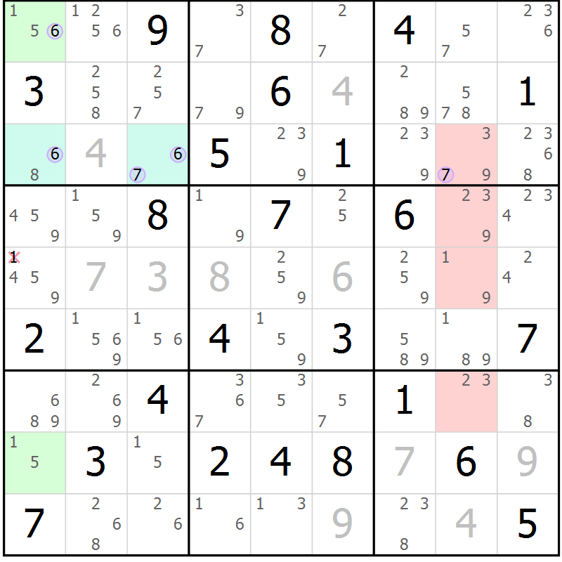 Position des candidats pour la solution de la Gr 81 page 84 du magazine de sudoku Suprême n° 028