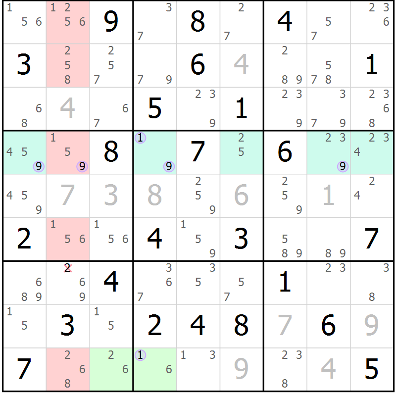 Position des candidats pour la solution de la Gr 81 page 84 du magazine de sudoku Suprême n° 028