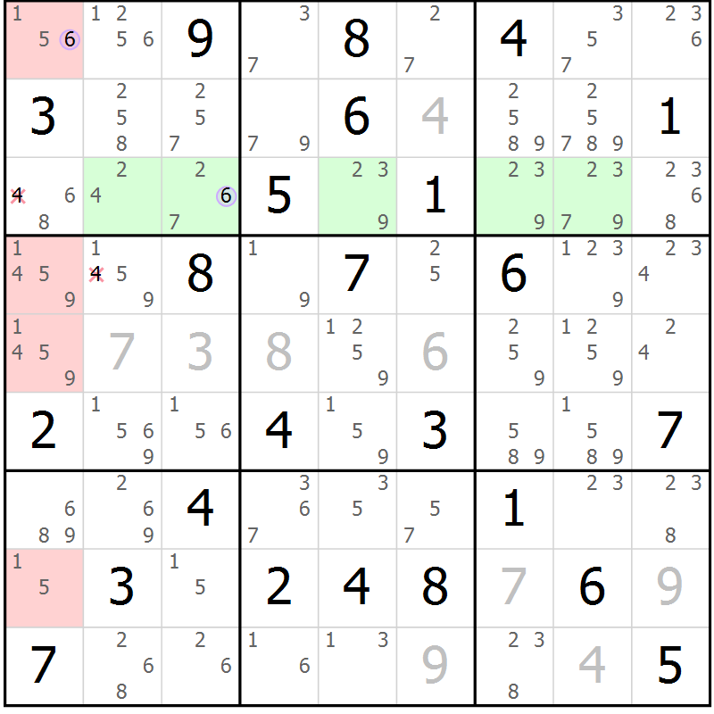 Position des candidats pour la solution de la Gr 81 page 84 du magazine de sudoku Suprême n° 028