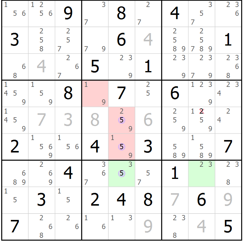 Position des candidats pour la solution de la Gr 81 page 84 du magazine de sudoku Suprême n° 028