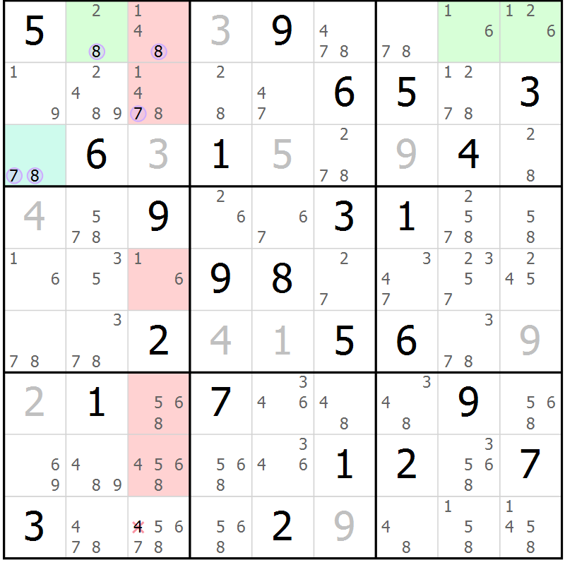 Position des candidats pour la solution de la Gr 82 page 85 du magazine de sudoku Suprême n° 028