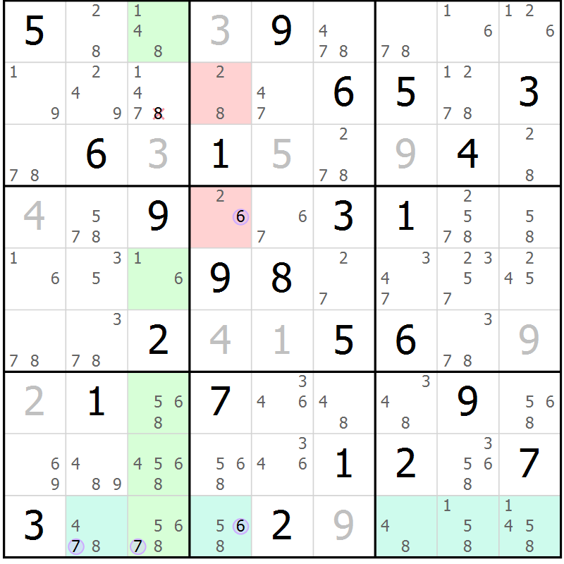 Position des candidats pour la solution de la Gr 82 page 85 du magazine de sudoku Suprême n° 028