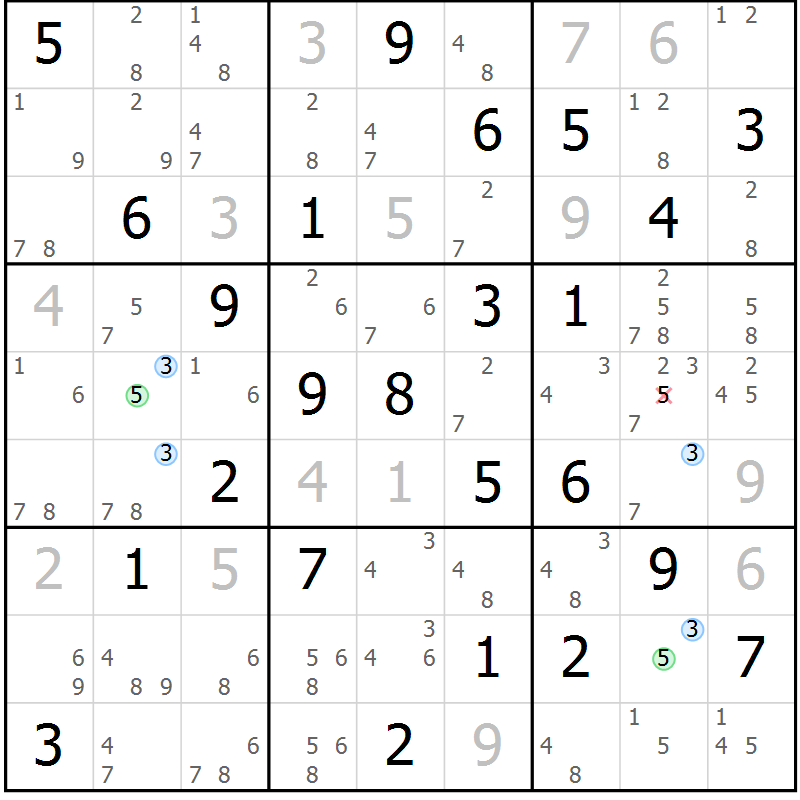 Position des candidats pour la solution de la Gr 82 page 85 du magazine de sudoku Suprême n° 028