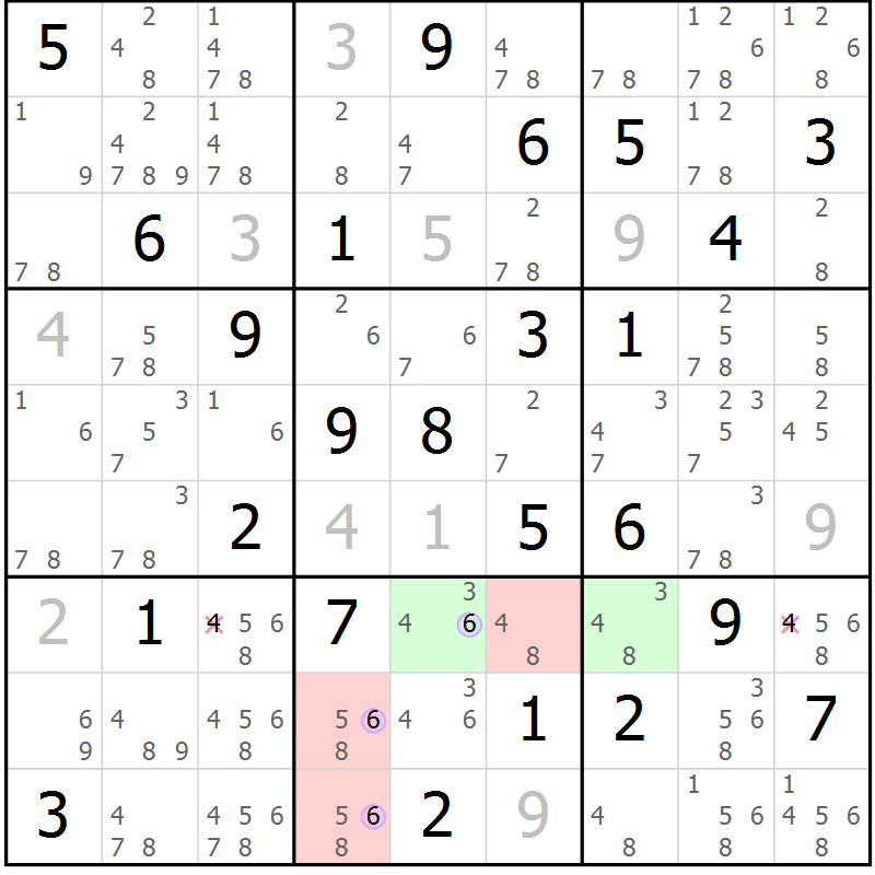 Position des candidats pour la solution de la Gr 82 page 85 du magazine de sudoku Suprême n° 028