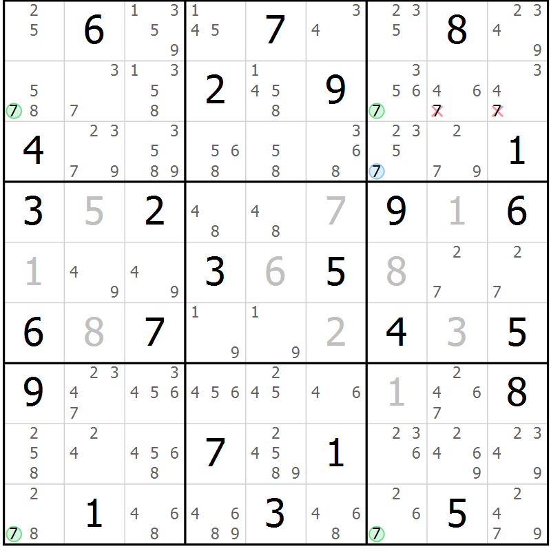Position des candidats pour la solution de la Gr 83 page 86 du magazine de sudoku Suprême n° 028