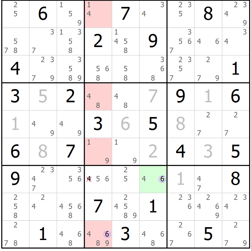 Position des candidats pour la solution de la Gr 83 page 86 du magazine de sudoku Suprême n° 028