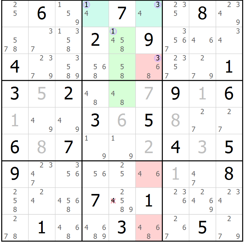 Position des candidats pour la solution de la Gr 83 page 86 du magazine de sudoku Suprême n° 028
