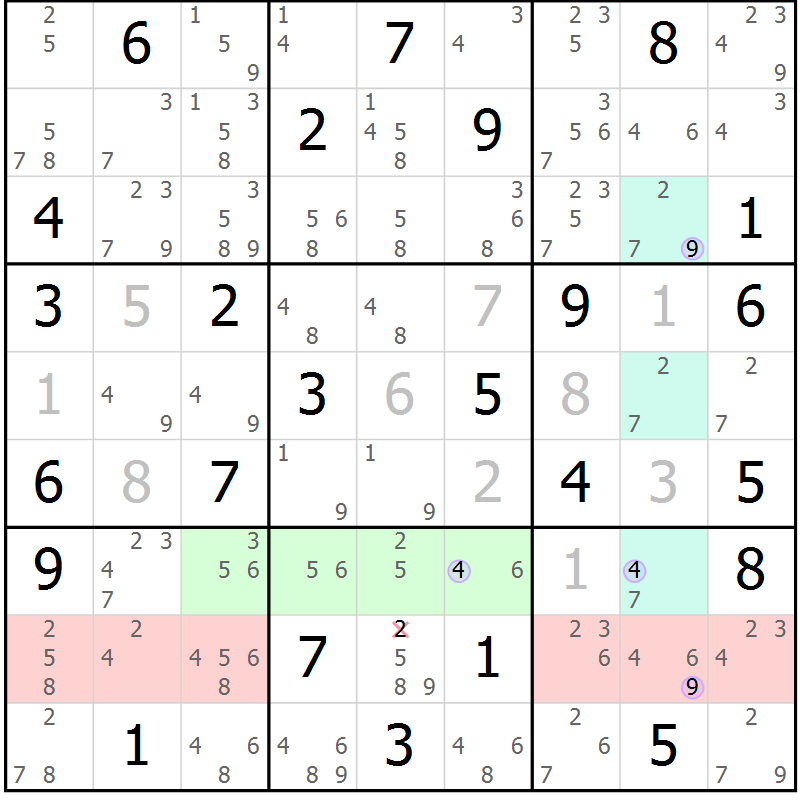 Position des candidats pour la solution de la Gr 83 page 86 du magazine de sudoku Suprême n° 028