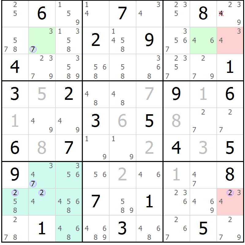 Position des candidats pour la solution de la Gr 83 page 86 du magazine de sudoku Suprême n° 028